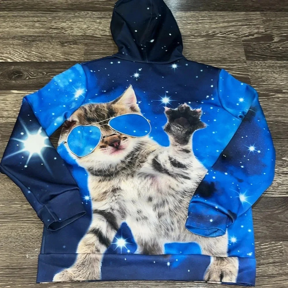 Girls cat galaxy hooded sweatshirt - Picture 5 of 10